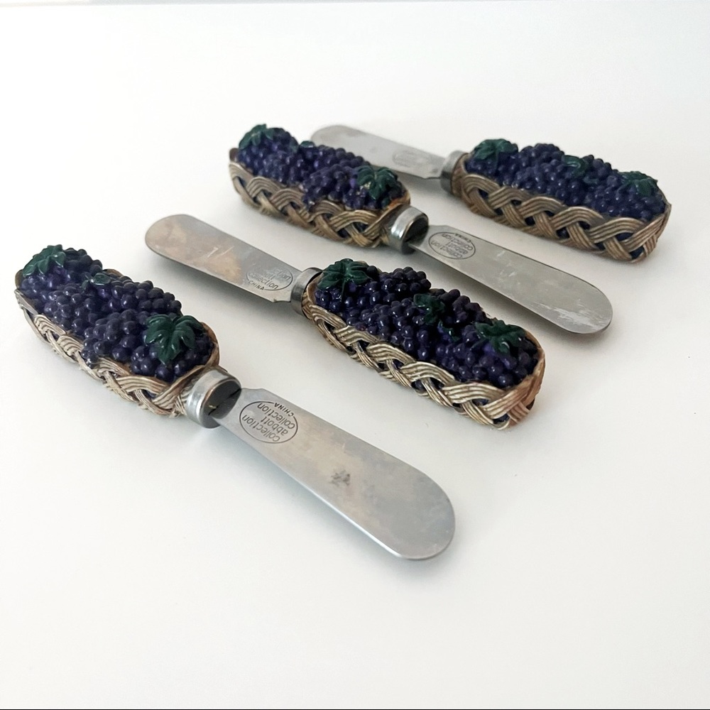 Vintage Purple Grape Basket Butter Knives Set of 4